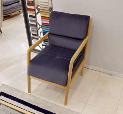 Moderner Blauer Sessel Wohnzimmer Polster Einsitzer Armlehnen Sessel
