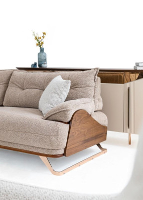 Dreisitzer Sofa 3 Sitzer Couch Polstersofa Stoffsofa Beige Moderne