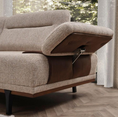 Komplette Stoffsofa Dreisitzer Sessel Couch Beige 3tlg Polstersofa Set