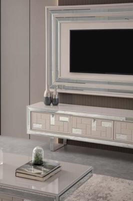 Sideboard TV Ständer RTV Lowboard Wohnwand Holz Weiß Möbel Wohnzimmer