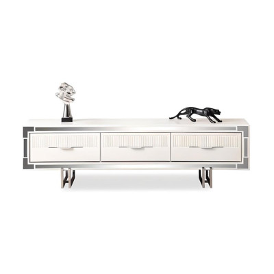 Sideboard TV Ständer Wandpanel Weiß RTV Lowboard Moderne Wohnwand