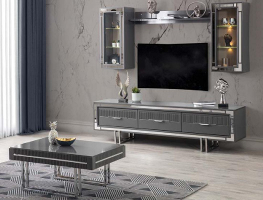 Sofatisch Kaffeetisch Couchtisch Beistelltisch Holz Grau Tisch Moderne