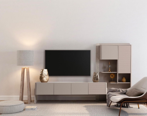Komplette Wohnzimmer Garnitur 3-Sitzer Couchtisch Hocker Sessel 5tlg