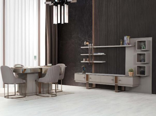 Modern Esszimmer Set Besteht aus Esstisch+4x Stühle+Sideboard 6tlg.