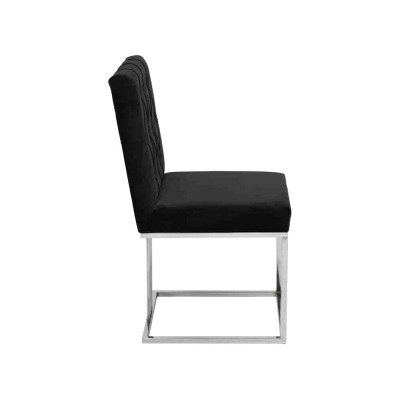 Schwarzer Lehnstuhl Designer Esszimmer Möbel Essstühle Edelstahlstuhl