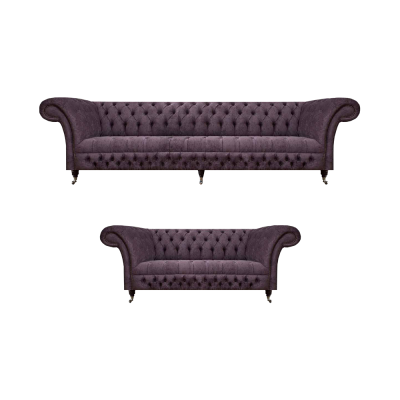 Wohnzimmer Luxus Lila Sofa Dreisitzer Design Sessel Sofagarnitur Chesterfield