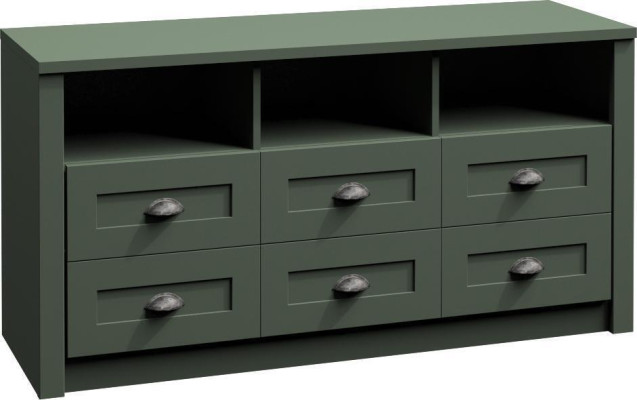 Wohnzimmer Komplettset Landhaus Möbel Set 5 tlg. Wohnwand Holz Kommode Tisch