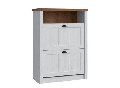 Schuhschrank 2 Fächer Weiß - Schuhregal Schuhständer Schuhe Flur Regale Landhaus