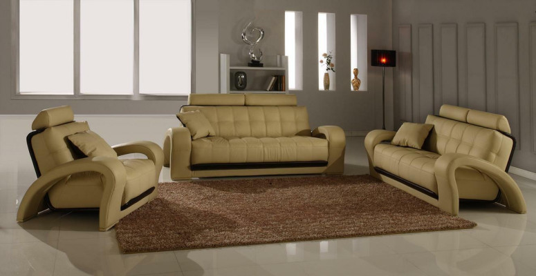Ledersofa Couch Wohnlandschaft 3+1+1 Sitzer Garnitur Sofa Sofagarnitur