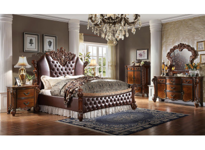Bett 2x Nachttische 3tlg. Set Möbel Barock Rokoko Schlafzimmer 180x200
