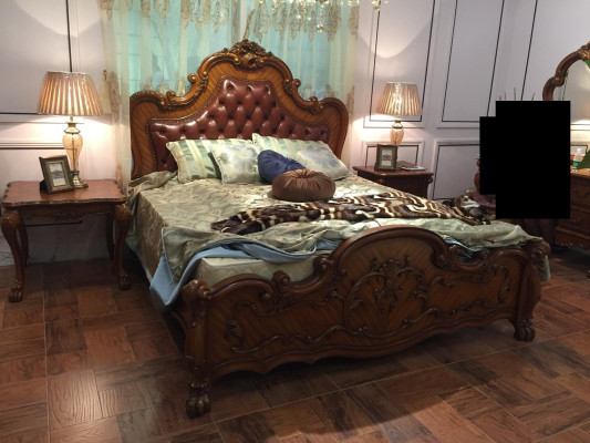 Klassisches Bett Barock Rokoko Chesterfield Stil Doppel Leder Hotel Betten