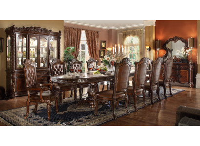 Klassische Braune Esszimmer Möbel Designer Esstisch mit Chesterfield Holzstühlen