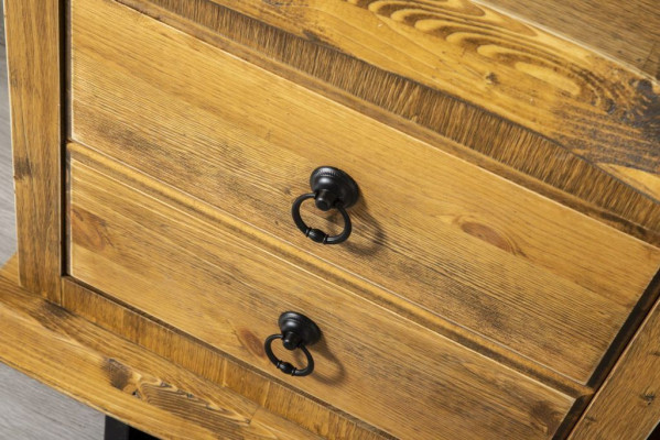 Echt Holz Wohnwand Luxus in Braun mit Couchtisch auf Rädern Rustikal Schrank