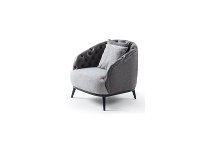 Design Sessel Einsitzer 1 Sitzer Stoffsessel Grau Design Chesterfield