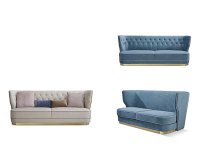 Design Luxus Couch 4 Sitzer Polster Sofa - Italienische Stil Wohnzimmer Möbel