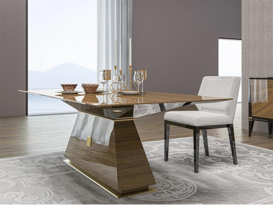 Luxus Gruppe Textil Polster 4x Stühle Holz Esstisch Esszimmer Design Set