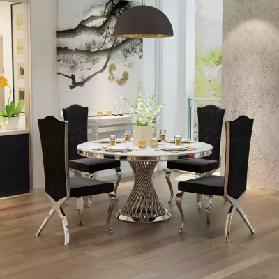 Runder Tisch Goldener Fuß Chrom Rundtisch Tische Esstische Luxus 130cm