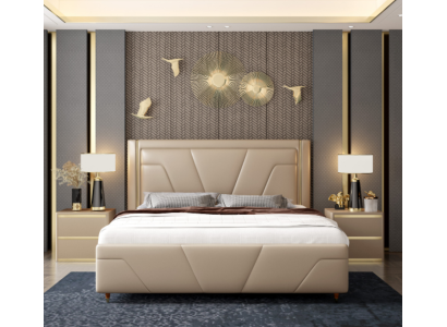 Schlafzimmer Bett Polster Design Möbel Luxus Doppel Beige Betten Modern