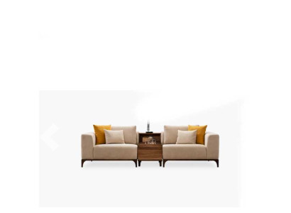 Luxus Wohnzimmer Sofa Modernen Design Holz mit Textilien Zweisitzer