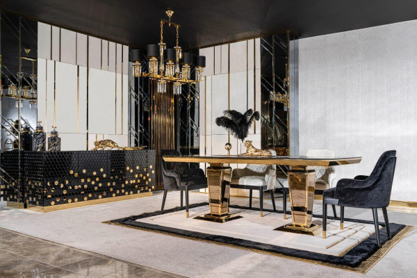 Tisch Esstisch Holz Esszimmer Garnitur 4x Stuhl Set Stühle schwarz Gruppe