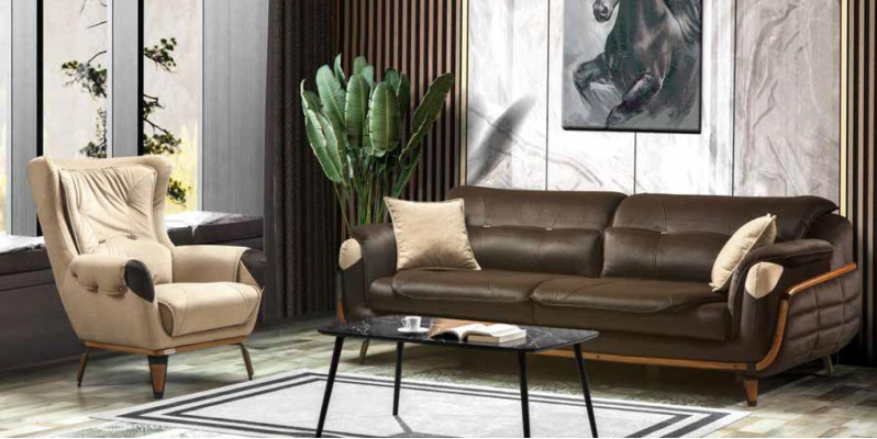 Sofa 3 Sitzer Sessel Design Polster Sitz Klassisch Design Wohnzimmer