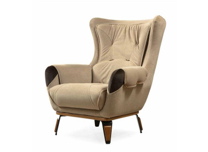 Sessel Sitz Klassisch Fernseh Wohnzimmer Polster Einsitzer Stoff Beige