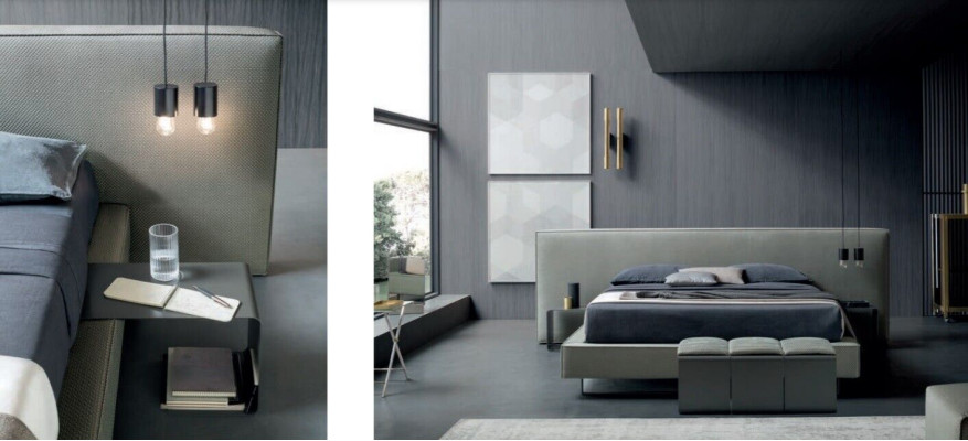 Luxus Polster Samt Stoff Designer Bett Schlafzimmer Betten Leder Hotel Neu