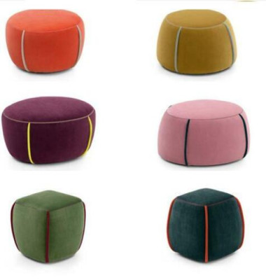 Oval Design Polster Hocker Fußhocker Ottomane Sitz Textil Gepolstert Pufa