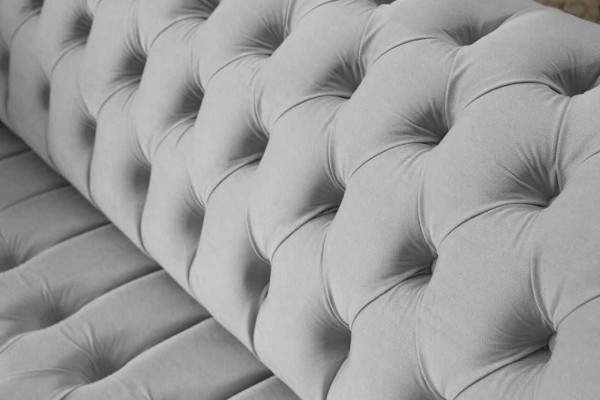 Chesterfield Textil Sofa Couch 3 Sitzer Polster Sitz Grau Sofas Big Neu