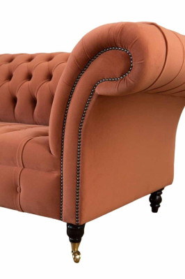 Luxus Chesterfield 3 Sitzer Couch Polster Textil Couchen Stoff Sofa Neu
