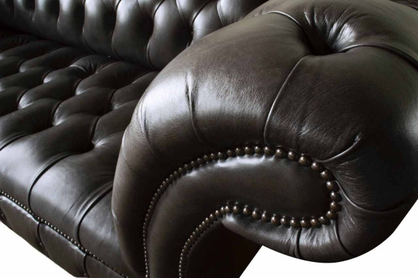 Dreisitzer Chesterfield Sofa 3 Sitzer Sofas Braun Leder Wohnzimmer Luxus