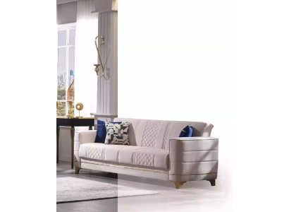 Weißer Dreisitzer Luxus 3-Sitzer Couch Wohnzimmer Sofas Textil Möbel