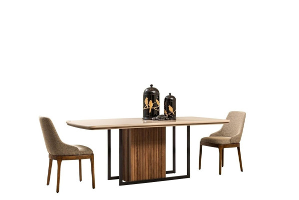 Essgruppe Komplette Esszimmer Esstisch Stühle 7tlg Beige Essecke Set