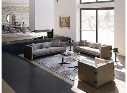 Grau Wohnzimmer Set 7tlg Modern 2x Sofas Dreisitzer Polstermöbel Sessel Neu