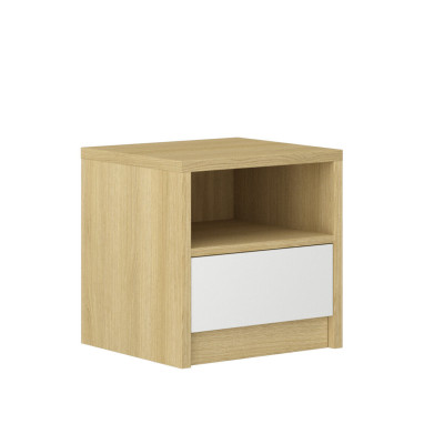 Hellbrauner Nachttisch 1x Schublade Designer Schlafzimmer Holzkonsole
