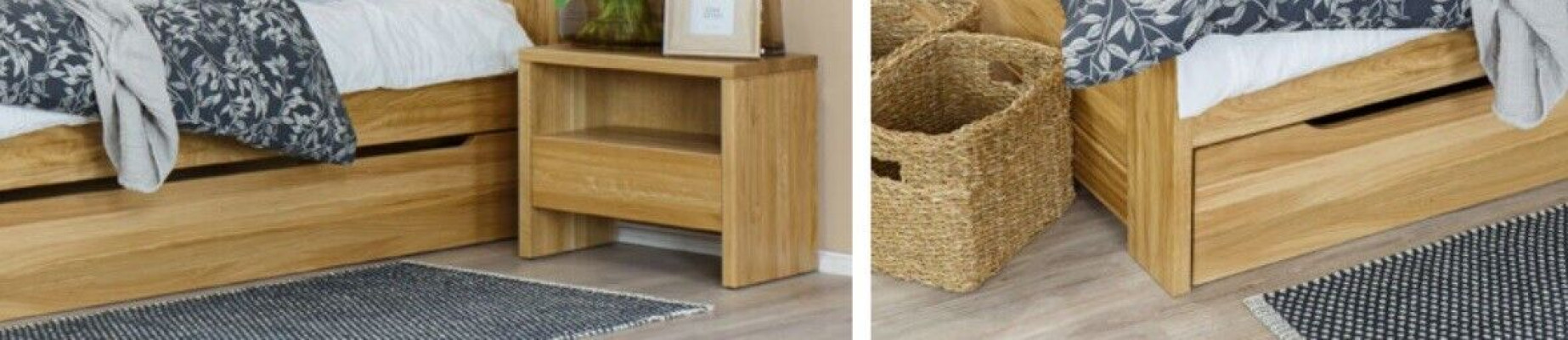 Schlafzimmer Möbel 3tlg. Set Bett Nachttische 2x Betten Echtes Holz Massivholz