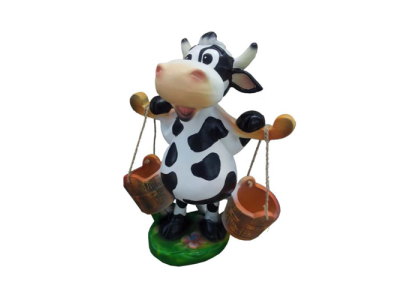 Moderne Figur Kuh Rind Kunststoff Skulptur Statuen Figuren Kalb 55cm Dekoration