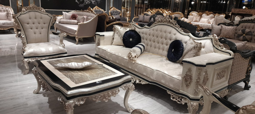 Chesterfield Sofagarnitur Set 3+1 Luxus 2tlg. Stoff Sofa Wohnzimmer