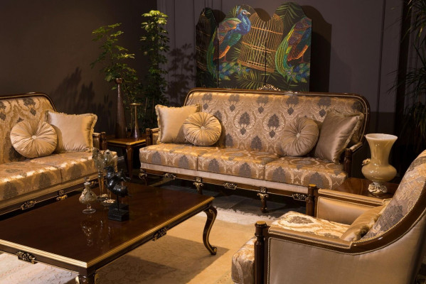 Dreisitzer Sofa 3 Sitzer Sofas Sitz Stoff Design Couch Möbel Stil Textil