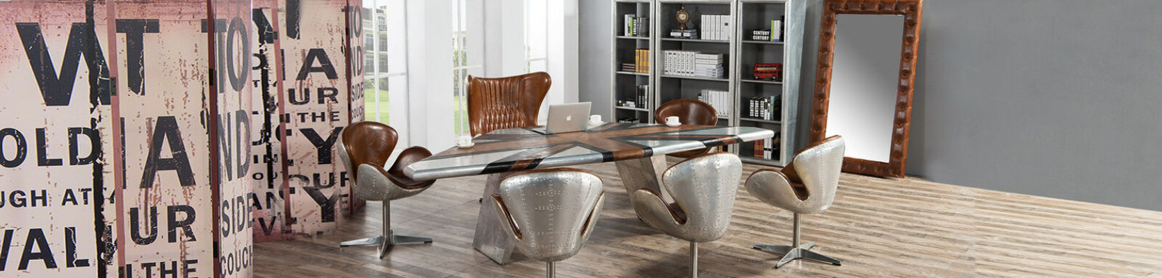 Flügel Schreibtisch Spitfire Tisch Aluminium Flugzeug Luxus Büro Einrichtung