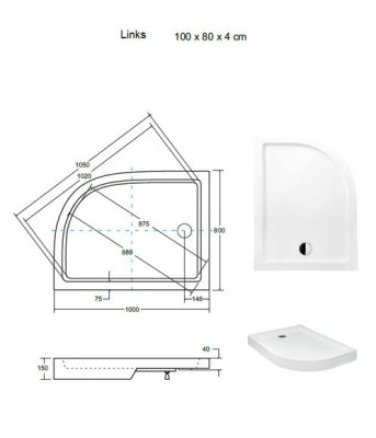 Duschwanne Duschtasse flach Acryl Dusche Design Brausewanne Wanne