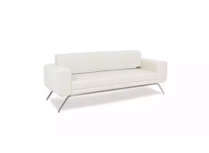 Weißer Dreisitzer Luxus Edelstahlfüße Textilmöbel Büro Couch Modern