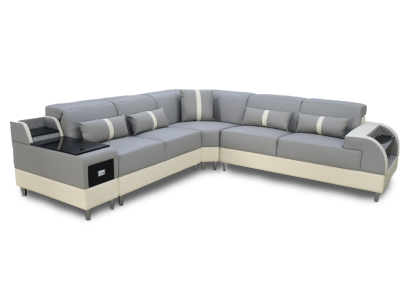 Ecksofa L-Form Sofa Couch Design Polster Modern Eckgarnitur Grau