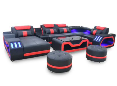 Multifunktion Sofa Couch Wohnlandschaft Couchen Polster Sofas LED Beleuchtung