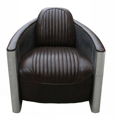 Aviator Sofa Sessel Couch club Lounge Aluminium Flugzeug Retro Echtleder Vintage