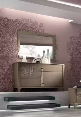 Schlafzimmer Bett 2x Nachttisch Design 6tlg. Komplett Set braun 6tlg