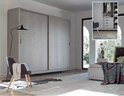 Schlafzimmer Kleiderschrank Material Holz Schrank grau Modern neu