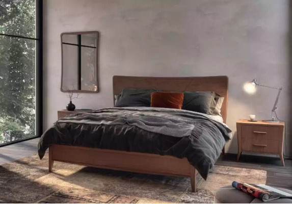 Schlafzimmer Set Luxus Bett 2x Nachttische Design neu braun 3tlg Modern