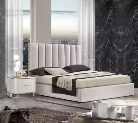 Schlafzimmer Set Luxus Bett 2x Nachttische Design neu weiß 3tlg Modern