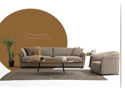 Sofagarnitur 31 Sitzer Sessel Dreisitzer Modern Stoff Beige Set Design 